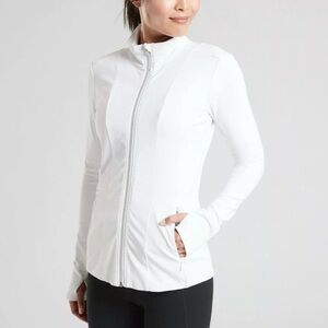 Athleta Shanti Salutation Zip Up White Jacket Size S